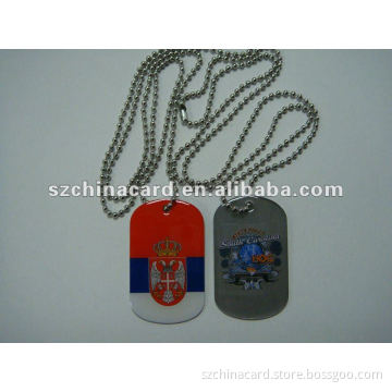Epoxy metal dog tag with ball chain